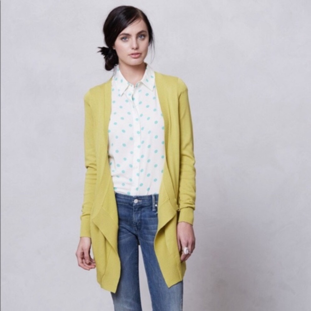 ANTHROPOLOGIE Moth green wrap sweater size L